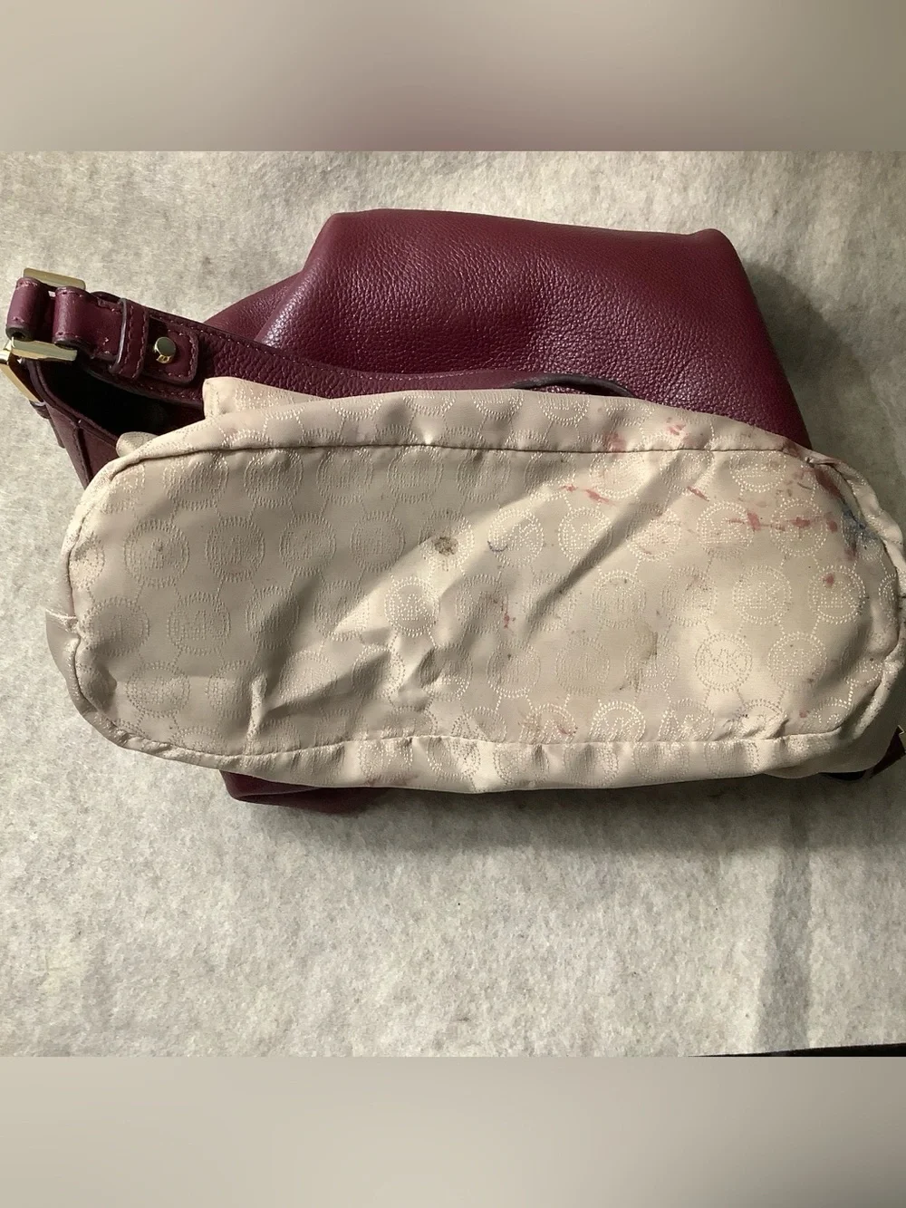 MICHAEL Michael Kors extra lovely burgundy pebbled leather hobo sling bag